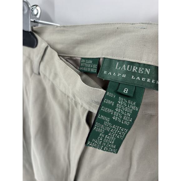 Vintage Ralph Lauren Pants Suit Womens 8/10 Gray Silk Linen 90s Pockets Pleated - Picture 11 of 16